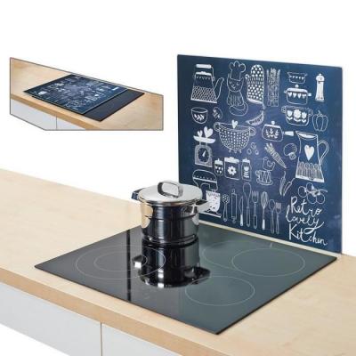 ZELLER Cr&eacute;dence de cuisine en verre ardoise Lovely Kitchen  - Verre - 56 cm - Bleu - Cuisine 