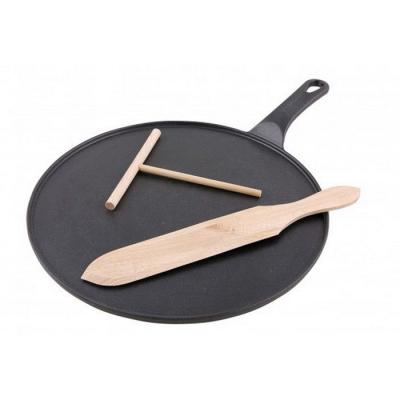 CHASSEUR  Po&ecirc;le &agrave; cr&ecirc;pes Fonte, Noir Mat, 30&nbsp;cm