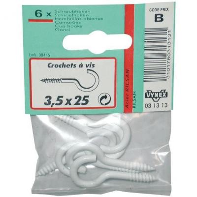 VYNEX Crochet &agrave; vis - acier rilsanis&eacute; - 3x16 mm