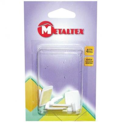 METALTEX Inofix - Crochet adh&eacute;sif blanc petit mod&egrave;le 2.9x2.1cm, 4 pi&egrave;ces