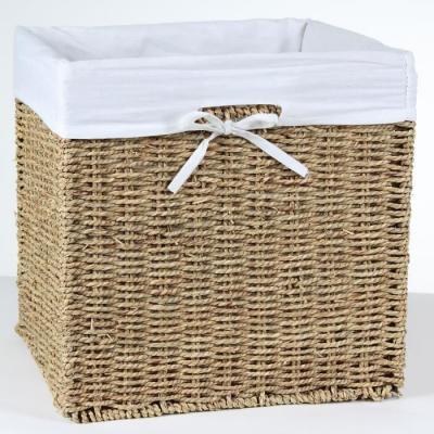 CALICOSY Cube de rangement pliable en jonc de mer 32 x 32 x 32 cm - Marron