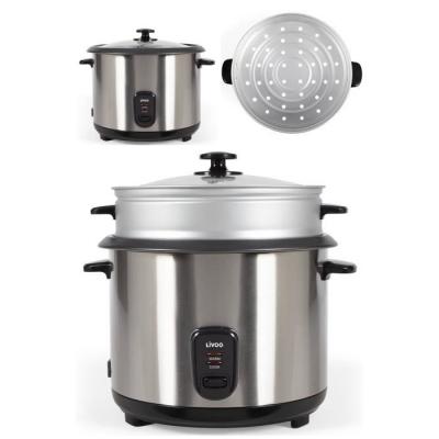 LIVOO Cuiseur &agrave; Riz 2.8L 1000W GRIS INOX + Panier vapeur Rev&ecirc;tement antiadh&eacute;sif Bol amovible Arr&ecirc;t automatique