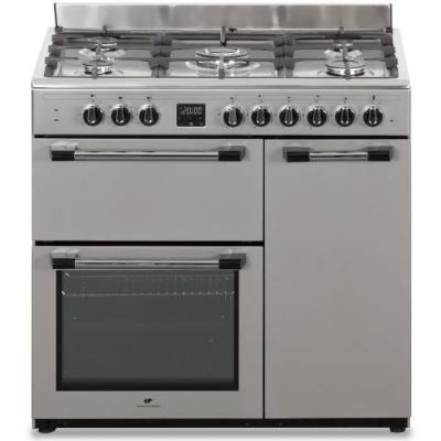 CONTINENTAL EDISON Cuisiniere piano gaz 3 fours &eacute;lectriques cecp903fix 5 feux - inox - largeur 90 cm
