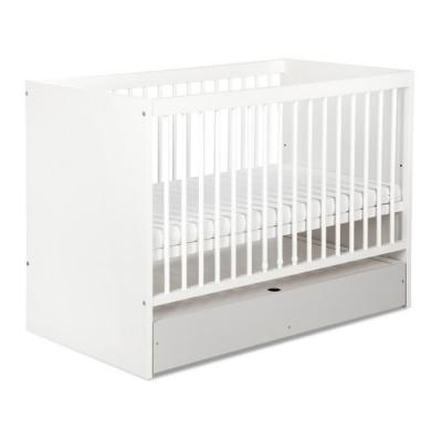 MONMOBILIERDESIGN Dalia lit b&eacute;b&eacute; enfant avec barreaux amovibles et sommier r&eacute;glable blanc 120x60 + tiroir