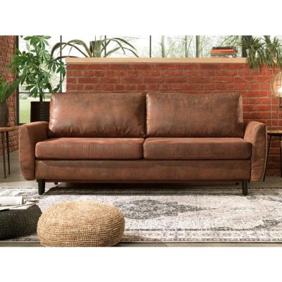 LISA DESIGN  Canap&eacute; droit convertible 3 places DAN - Microfibre Marron