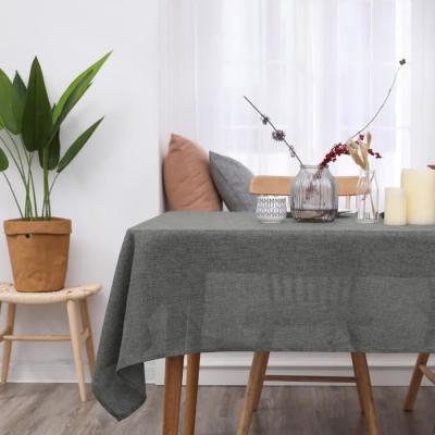 DECONOVO  Nappe Imperm&eacute;able pour Table Carr&eacute;e Anti Tache Decoration Effet Lin 150x150cm Gris Fonc&eacute; 
