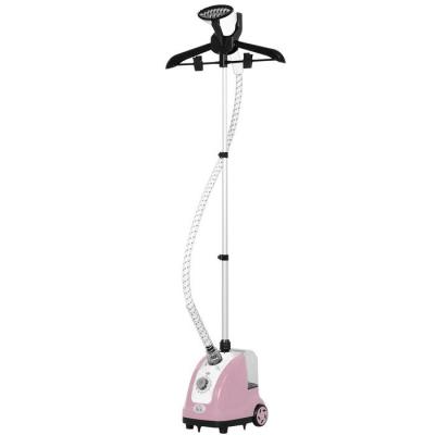 HOMCOM D&eacute;froisseur vapeur vertical d&eacute;froisseur &agrave; v&ecirc;tements 1,4L 1950W 32g/min tige telescopique rose