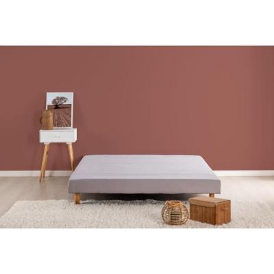 DEKO DREAM Sommier tapissier a lattes 140 x 190 - bois massif gris + pieds - finlandek rakenne