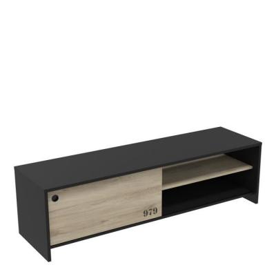 VENTE UNIQUE.COM Meuble TV TOMY coloris ch&ecirc;ne et noir