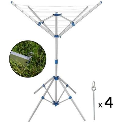 MONZANA S&eacute;choir &agrave; linge parapluie pliant 4 bras 4 pieds aluminium
