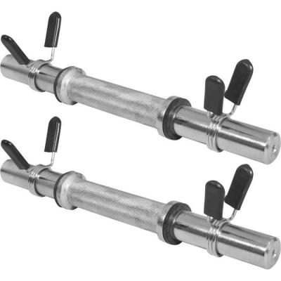 GORILLA SPORTS 2 barres courtes de 35 cm avec stop disques 30 mm