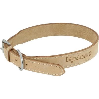  Collier pour chien en cuir naturel Diego & Louna