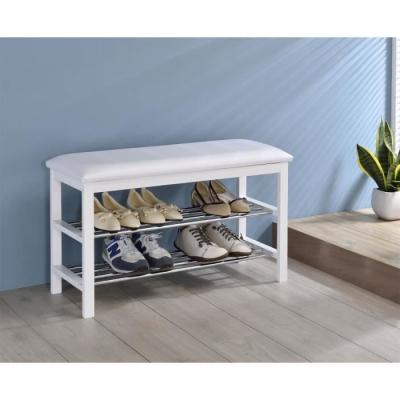 Banc &agrave; chaussures SANA, 2 &eacute;tag&egrave;res, blanc