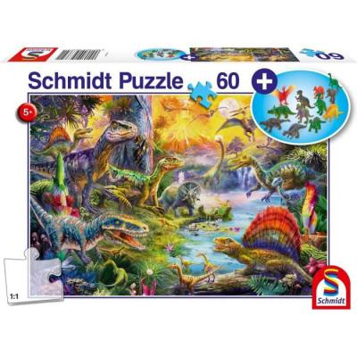 SCHMIDT SPIELE Dinosaures - avec add on (figurines de dinosaures) - 60 pcs