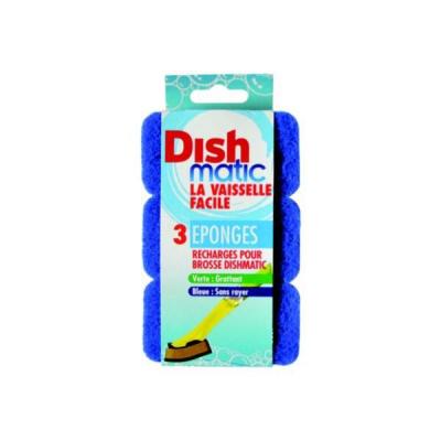 DISHMATIC  3 Recharges &Eacute;ponge Anti-Rayures Bleues
