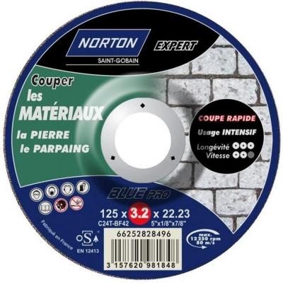 NORTON Disque &agrave; tron&ccedil;onner  Expert Blue Pro Materiaux 125X3,2X22,2