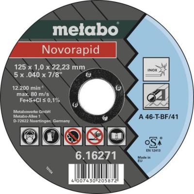 METABO Meules de tron&ccedil;onnage Novorapid 125x1,0x22,23 Inox