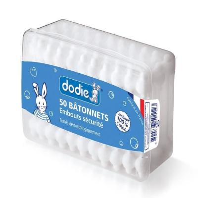 DODIE  cotons tige b&eacute;b&eacute; x50 (B&acirc;tonnets ouat&eacute;s)