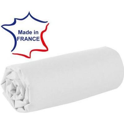 DKDO Doulito - Drap housse - 120 x 190 cm - 100% coton - 57 fils - France - Blanc