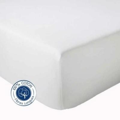 TRADILINGE Drap Housse Uni en 100% Coton - Blanc - 140 x 190 bt 23 cm