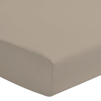 HOME LINGE PASSION Drap housse uni 100% coton - Bonnet 25cm - Beige - 180x200 cm - Beige