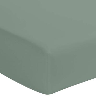 TERRE DE NUIT Drap housse vert de gris 100% coton bonnet 40 cm 160x200 cm - Vert