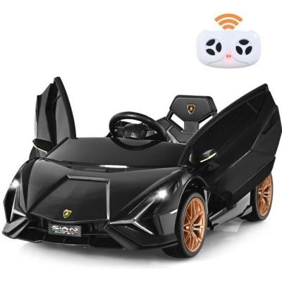 LAMBORGHINI  SIAN Voiture &Eacute;lectrique 12V Enfant T&eacute;l&eacute;commande 24G Klaxon Musique 2 Portes Papillons Vitesses 3-5km/h Noir 