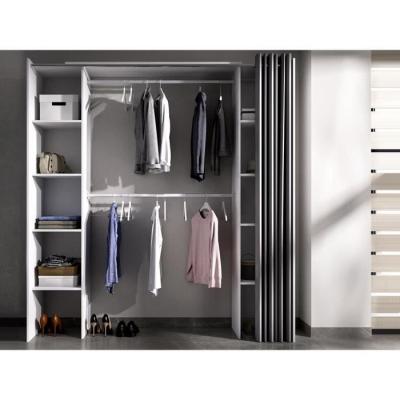 Dressing extensible DORIAN avec rideau - L110/180 cm - Coloris : Blanc et gris