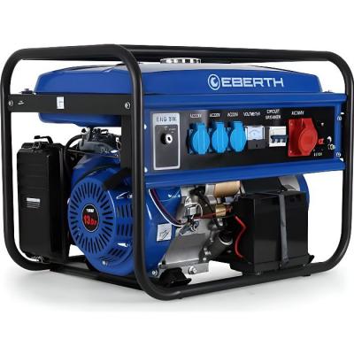 EBERTH  - 5500 Watt Groupe electrogene Generateur electrique portable moteur &agrave; essence 13 cv, 4 temps, 1x 400V, 3x 230V, 1x 12V, 3 phases, d&eacute;marrage