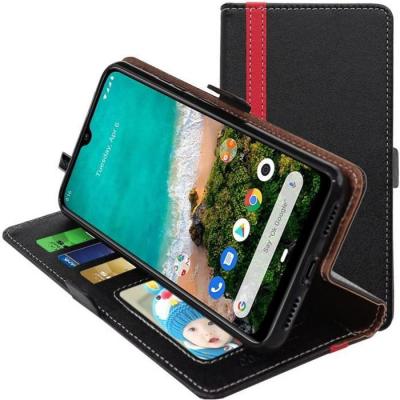 EBESTSTAR Etui portefeuille pour xiaomi mi a3 pu cuir porte-cartes support stand, noir / rouge