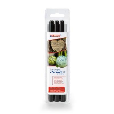 EDDING Feutres  calligraphie noir - Blister de 3