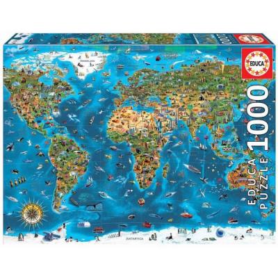 EDUCA  Borras 1000 Pieces Maravillas Del Mundo Wooden Puzzle Bleu