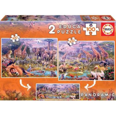 EDUCA BORRAS EDUCA - Puzzle - 2X100 ANIMAUX SAUVAGES