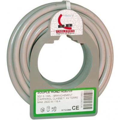 PROVENCE OUTILLAGE ELECTRALINE C&acirc;ble souple HO5VVF - 3x2,5 mm&sup2; - Bobinot 25 m - gris