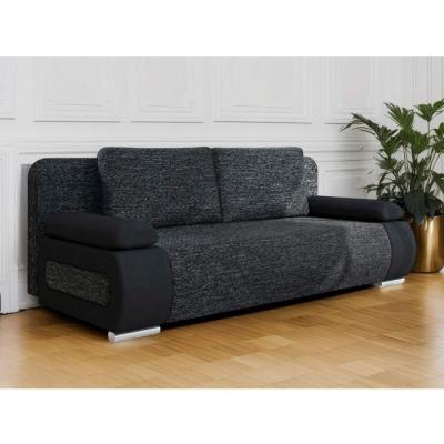 BESTMOBILIER  Canap&eacute; droit convertible 3 places ELIO - Tissu Noir / Gris