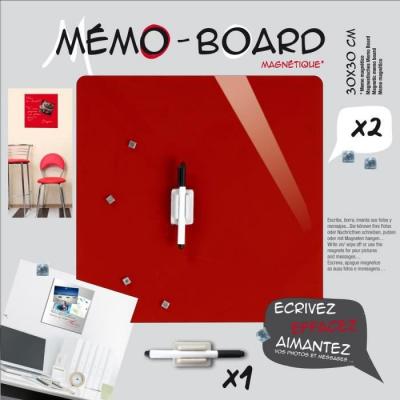 IMAGINE EMOTION M&eacute;mo board magn&eacute;tique verre rouge 30x30 cm