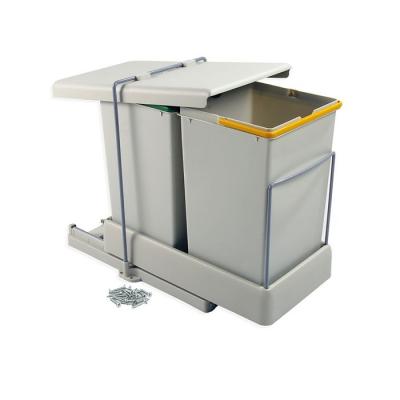 EMUCA Poubelles de recyclage &agrave; fixation inf&eacute;rieure et extraction automatique avec 2 conteneurs 14 litres