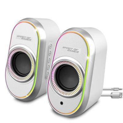 SPIRIT OF GAMER Enceintes PC Fanatic 500 Artic, Compactes, Bluetooth + Jack, RGB