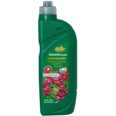 STAR JARDIN Engrais g&eacute;raniums et plantes de terrasses et balcons - liquide - 1 L