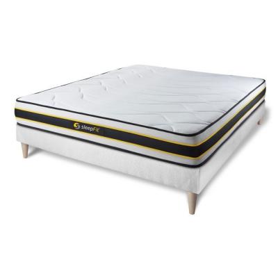 SLEEPFIT Ensemble 140x190 matelas FLEXY + sommier kit blanc