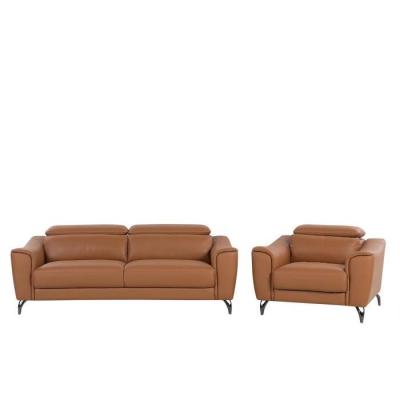 BELIANI  - Ensemble canap&eacute; et fauteuil marron NARWIK