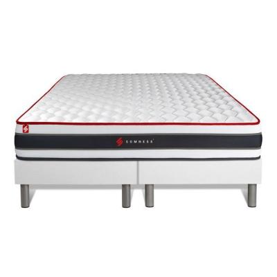 SOMNESS Ensemble matelas sommier Energy 160 x 200 cm - Couleur : Blanc - Blanc