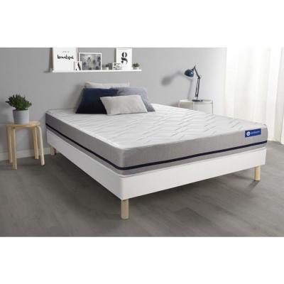 ACTISOM Ensemble matelas 140x190 ACTIMEMO SOFT 3zones de confort + sommier KIT blanc