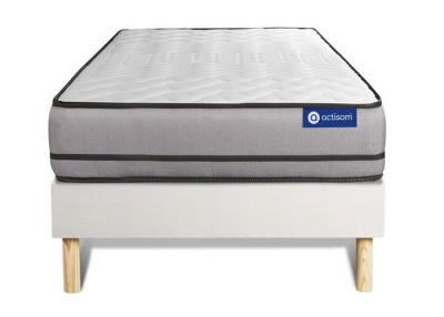 ACTISOM Ensemble matelas ACTIFLEX NIGHT 90x190cm RESSORTS ENSACHES 3zones de confort + sommier KIT blanc