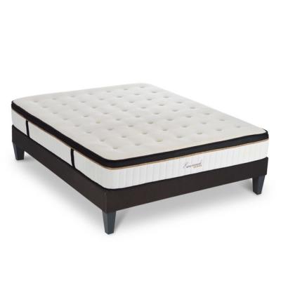 MAISON AUBERTIN Ensemble Matelas Emeraude Mousse Acceuil M&eacute;moire de Forme et sommier tissu gris - 180 x 200 cm