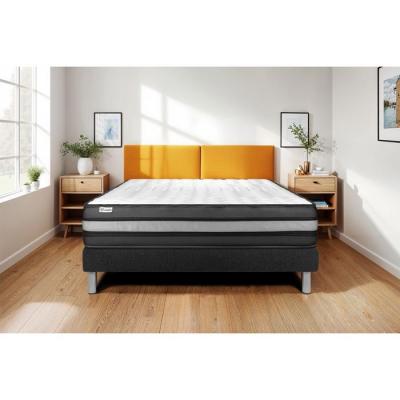 VITALIT Ensemble 180x200 Matelas M&eacute;moire de forme Sommier kit Noir