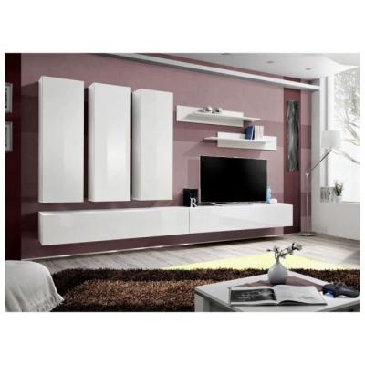 ASM GROS MOBILIER Ensemble meuble tv mural - fly i - 320 cm x 190 cm x 40 cm - blanc