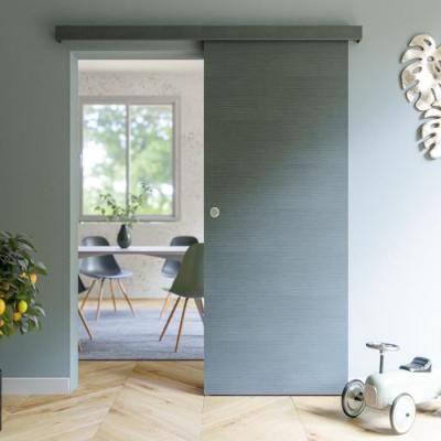 Kit porte coulissante en applique - Gris Costa Rica - 204x83cm 
