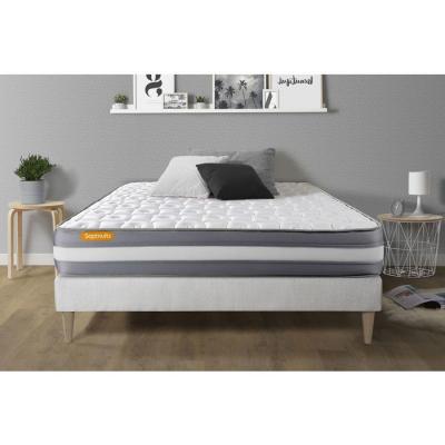 SEPTNUITS Matelas + sommier kit blanc 160x200 memo plus m&eacute;moire de forme