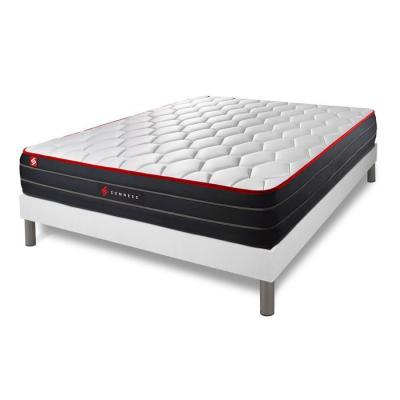 SOMNESS Ensemble matelas sommier Boost 140 x 190 cm - Couleur : Blanc - Blanc